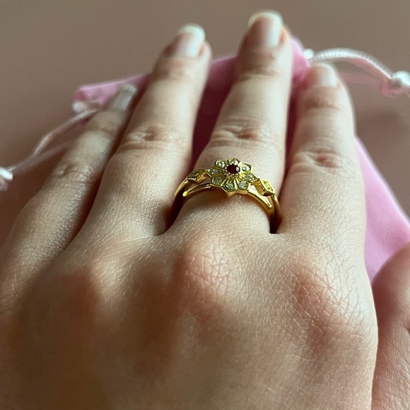 🌺 Elegant Red Sunflower-Inspired Costume Ring – Vintage 1920s Style 💍 - Size 8 - Picture 6 of 10